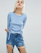 Asos Sweater With Double Ruched Detail - Blue