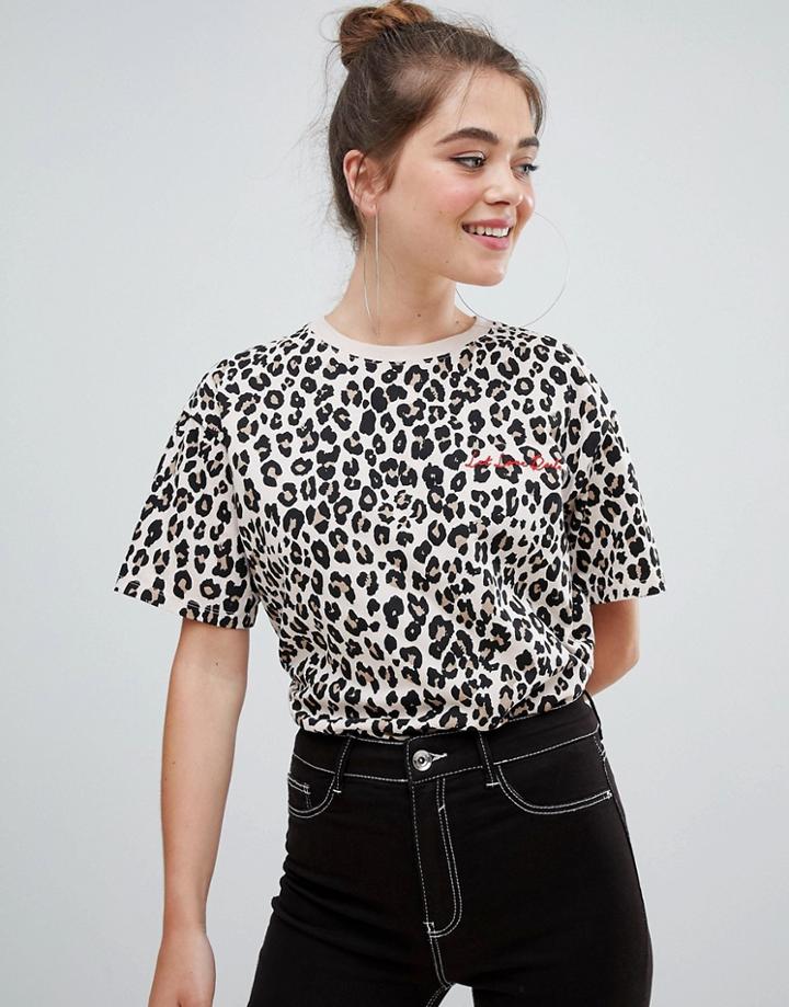 Bershka Leopard T Shirt In Leopard - Multi