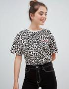 Bershka Leopard T Shirt In Leopard - Multi