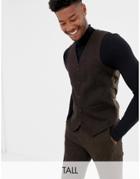 Gianni Feraud Tall Slim Fit Brown Donnegal Wool Blend Suit Vest