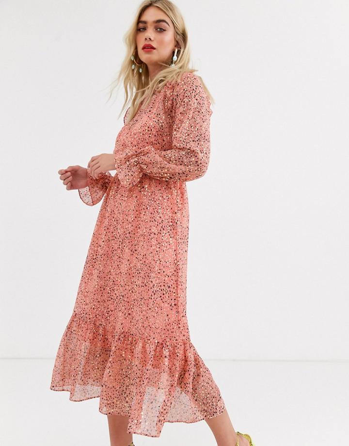 Y.a.s Animal Print Midi Dress-pink