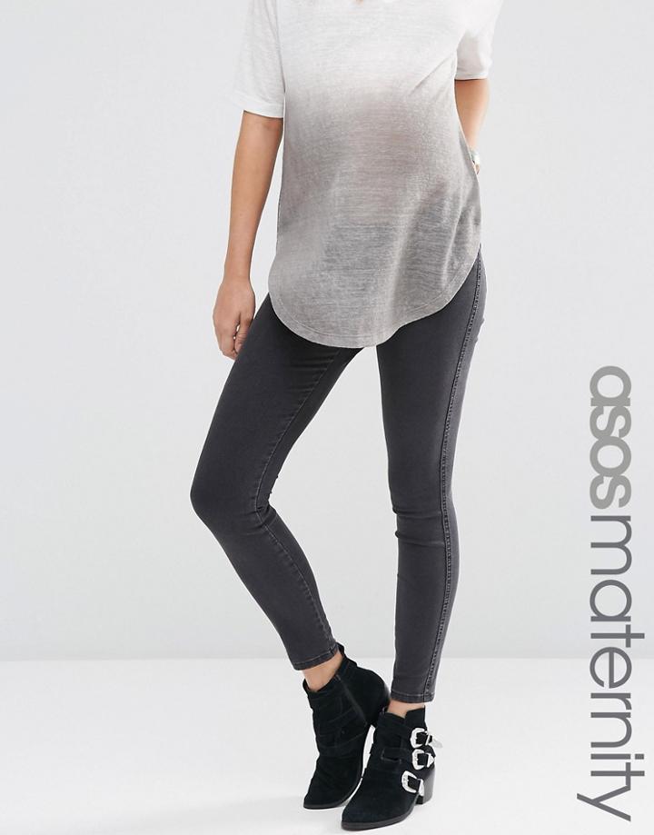 Asos Maternity Rivington Jegging In Washed Black With Under The Bump Waistband - Black