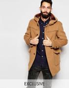 Gloverall Duffle Coat With Contrast Buttons Exclusive - Tan