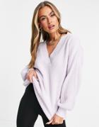 Threadbare Adeline Oversized V-neck Sweater Dress In Lavender-purple