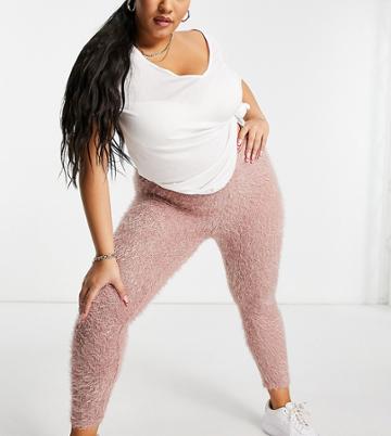 I Saw It First Plus Eyelash Knitted Leggings In Pink