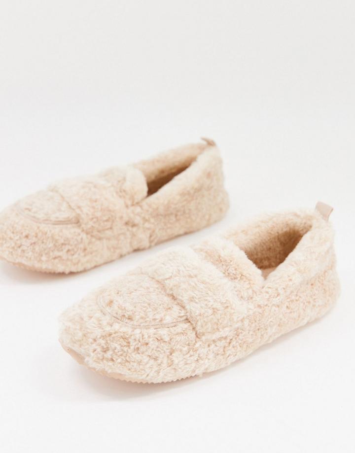 Mango Fleece Moccasin Slipper In Beige-neutral
