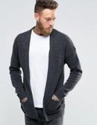 Asos Longline Lambswool Rich Cardigan - Gray