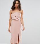 True Decadence Petite Exagerated Bow Detail Bandeau Midi Dress