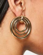 Asos Design Earrings With Tube Link Drop In Gold Tone