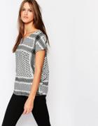 Just Female Partisan Black And White Top - Black