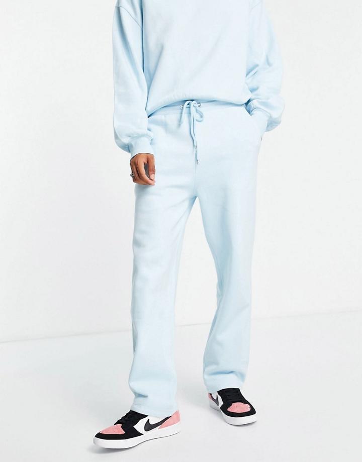 Asos Design Straight Leg Jersey Sweatpants In Blue - Part Of A Set-blues