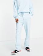 Asos Design Straight Leg Jersey Sweatpants In Blue - Part Of A Set-blues