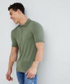 Asos Design Longline Muscle Fit Jersey Polo In Green - Green