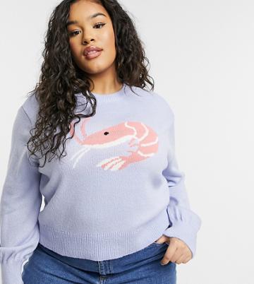 Skinnydip Curve Relaxed Sweater In Shrimp Knit-blues