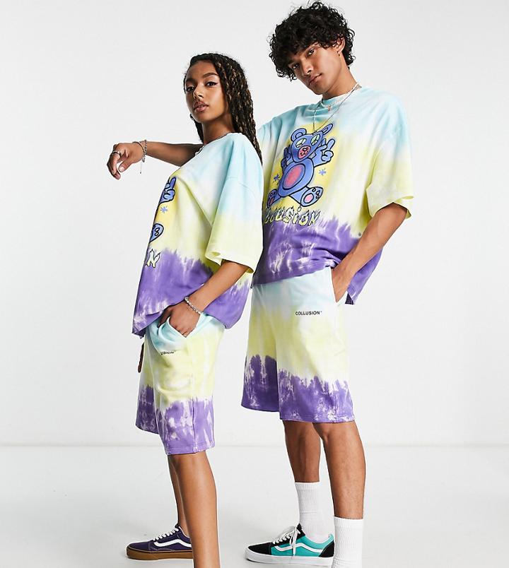 Collusion Unisex Oversized Tie Dye Shorts - Part Of A Set-multi