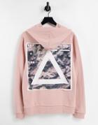 Asos Unrvlld Spply Hoodie With Graphic Triangle Back Print & Front Logo-pink