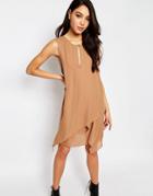 Sisley Sleeveless Layered Dress In Camel - Camel