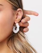 Asos Design Hoop Earrings In Twist White Resin