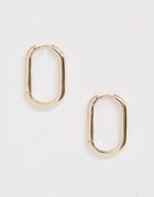 Asos Design Hoop Earrings In Rectangle Hinge Design In Gold Tone - Gold