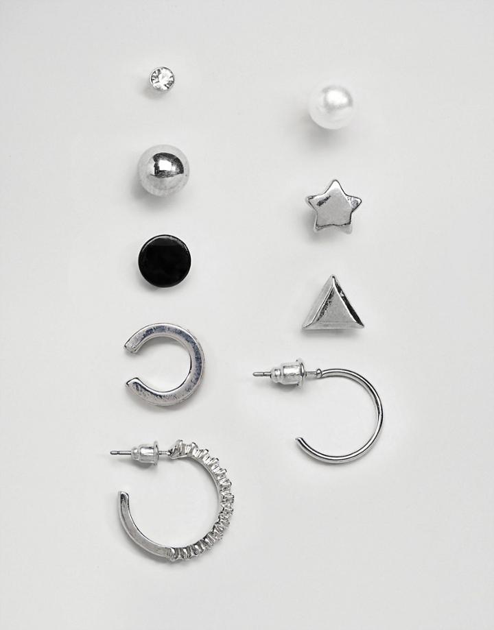 New Look Rhinestone Hoop Earring Pack - Silver