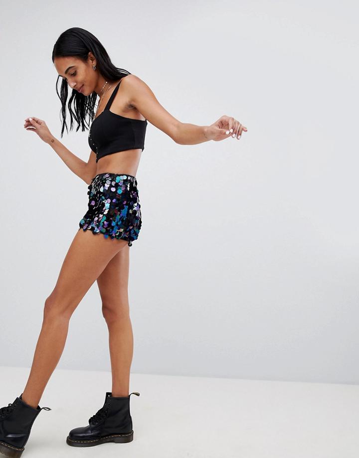 Motel Shorts In Sequin Co-ord - Black