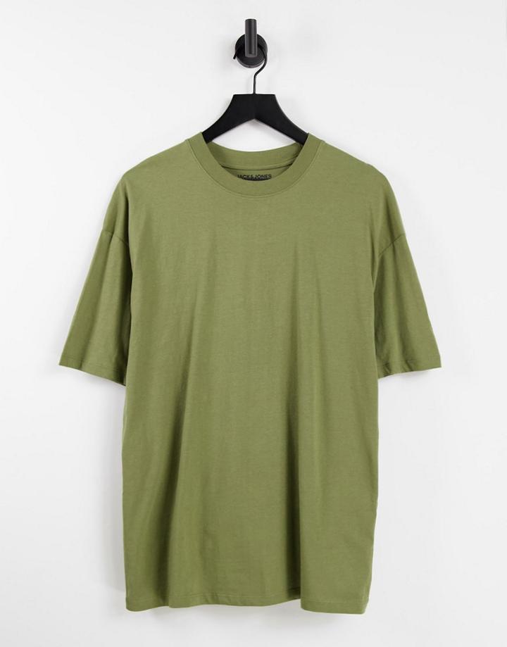 Jack & Jones Originals Oversize T-shirt In Khaki-green