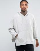 Asos Oversized Textured Hoodie With Side Splits - Gray