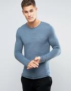 Selected Homme Ribbed Knit Sweater - Blue