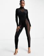 Simmi Sheer Detail Mesh Jumpsuit In Black