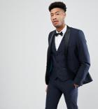 Harry Brown Tall Plain Black Slim Tuxedo Suit Jacket - Navy