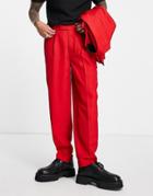 Asos Design Oversized Tapered Suit Pants In Electric Red