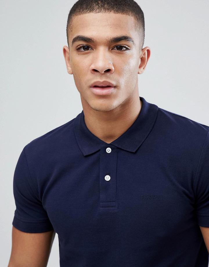 Esprit Organic Polo Shirt In Navy - Navy