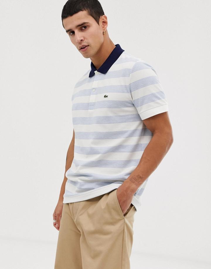 Lacoste Stripe Polo In Blue