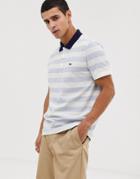 Lacoste Stripe Polo In Blue