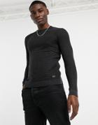 Only & Sons 12 Washed Structured Crew Neck Knit Sweater In Black
