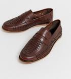 Silver Street Wide Fit Leather Woven Loafer Shoes In Tan - Tan