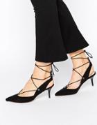London Rebel Sprite Ghillie Lace Point Mid Heeled Shoes - Black Mf