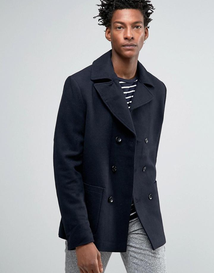 Kiomi Double Breasted Peacoat - Navy