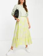 Asos Design Tiered Maxi Skirt In Neon Floral Print-multi