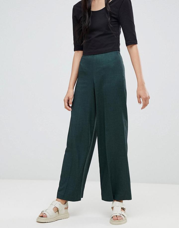 Weekday Twill Wide Leg Pants - Green