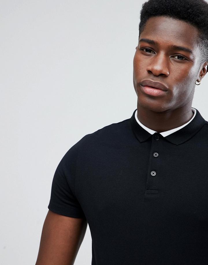 Asos Pique Polo With Contrast Collar Detail - Multi