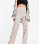 Asos Design Tall Rib Dad Pants In Taupe-neutral