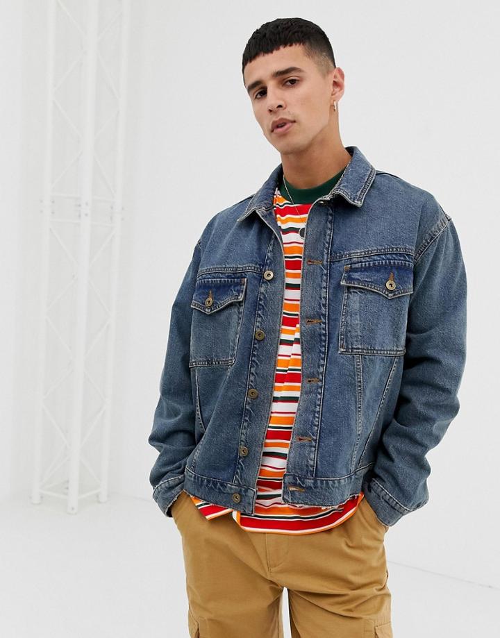 Collusion Denim Jacket In Washed Blue - Blue