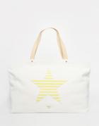 Nali Canvas Beach Bag With Star - White