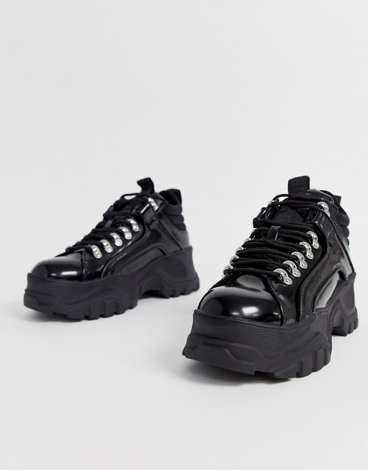 Buffalo Fina Hiking Detail Ankle Boots In Black - Black