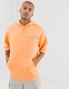 Asos Design Short Sleeve Oversized Hoodie In Pale Orange With Reflective Print