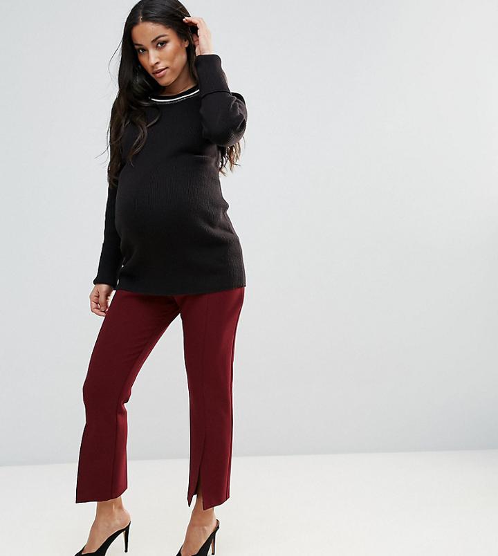 Asos Maternity Tailored Vent Front Kick Flare Pants - Red