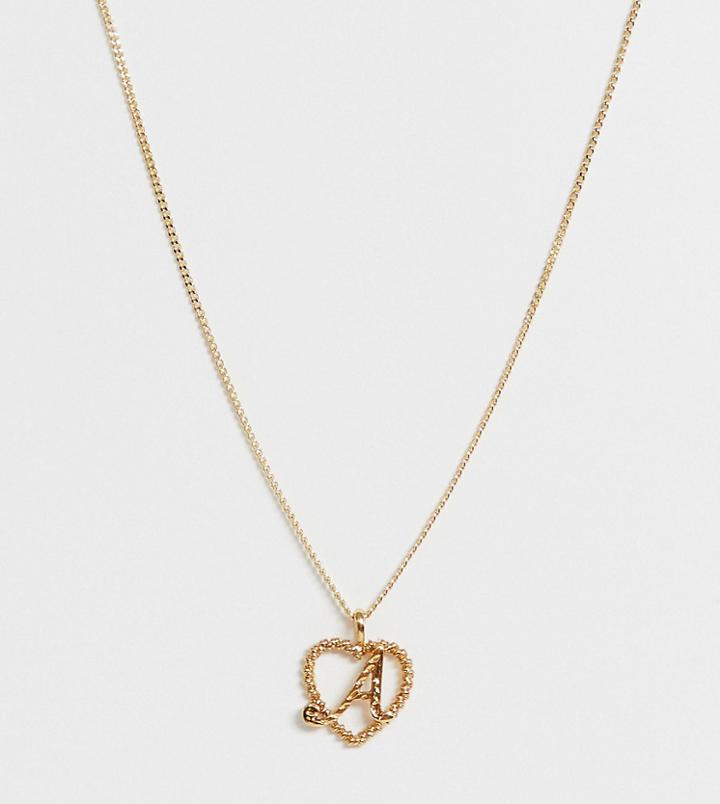 Reclaimed Vintage Inspired Gold Plated A Initial Pendant Necklace - Gold