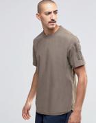 Asos Short Sleeve Mlitary Shirt With Sleeve Pocket In Khaki In Regular Fit - Khaki