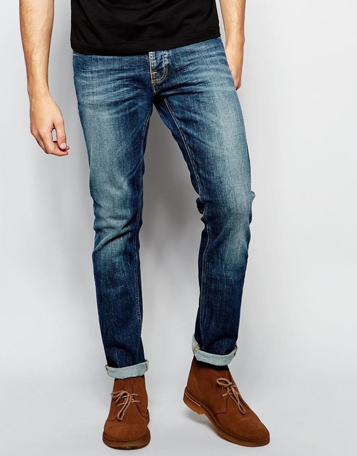 Nudie Jeans Grim Tim Slim Fit Bright Dawn Dark Wash - Bright Dawn